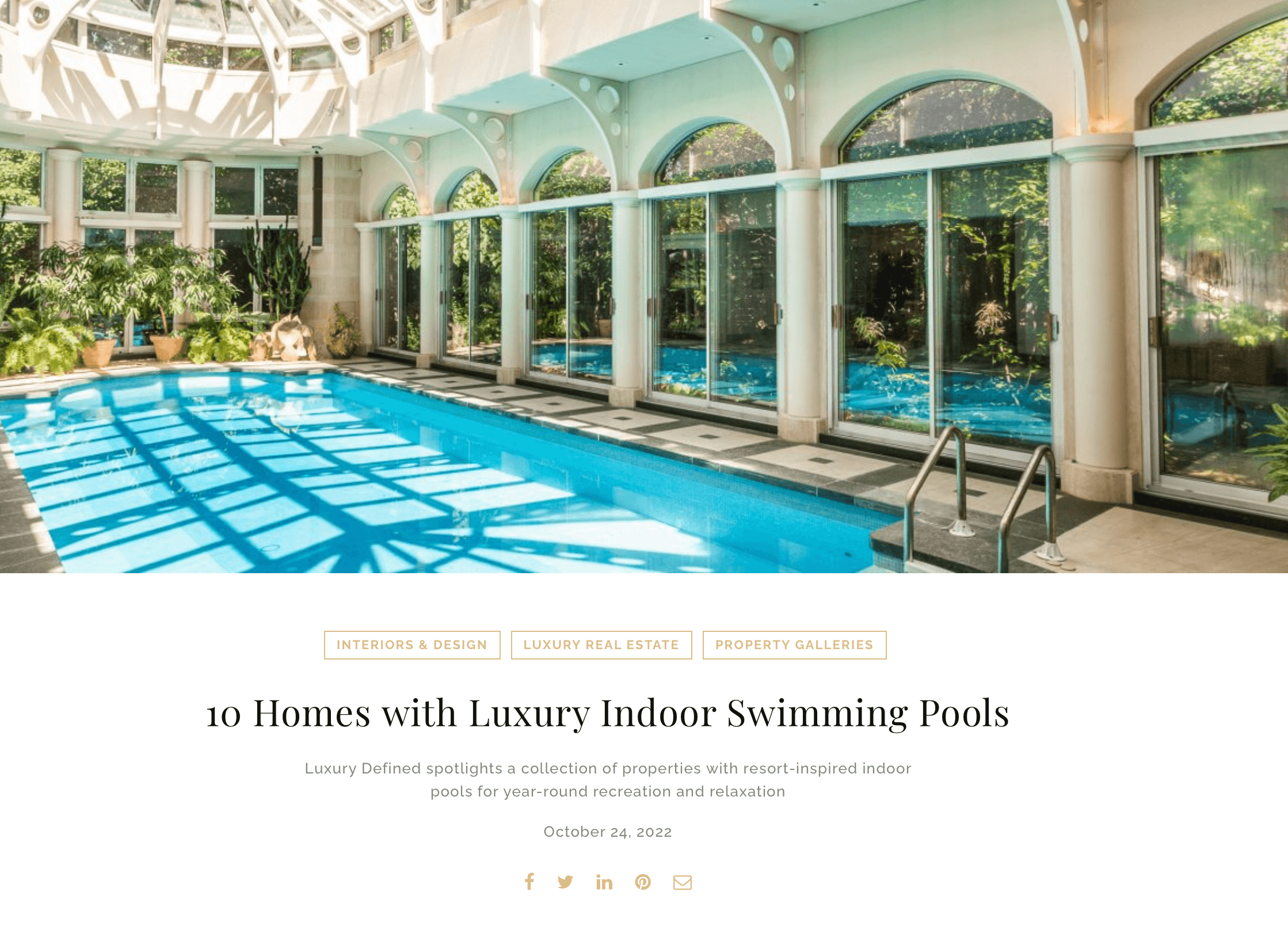 Photo inspiration: Exclusive Country Estates With Private Indoor Pools Reference: Ten Homes With Luxury Indoor Swimming Pools