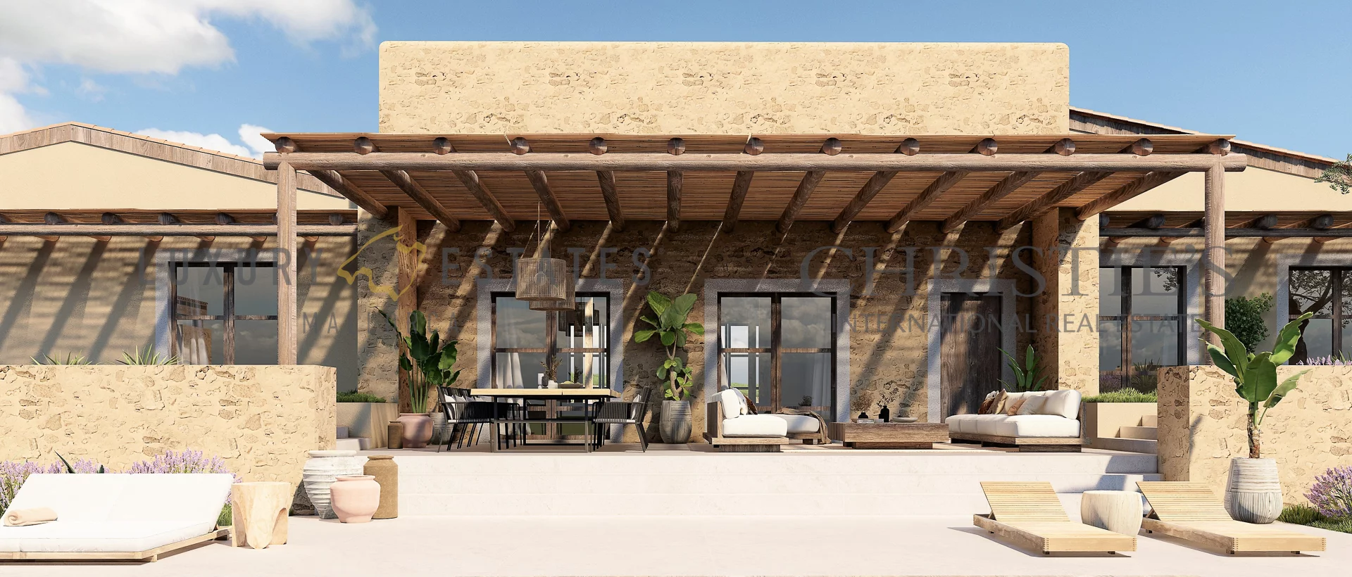 finca de nueva construcción en mallorca con piscina, construida en piedra natural, a los pies de la sierra de tramuntana 2