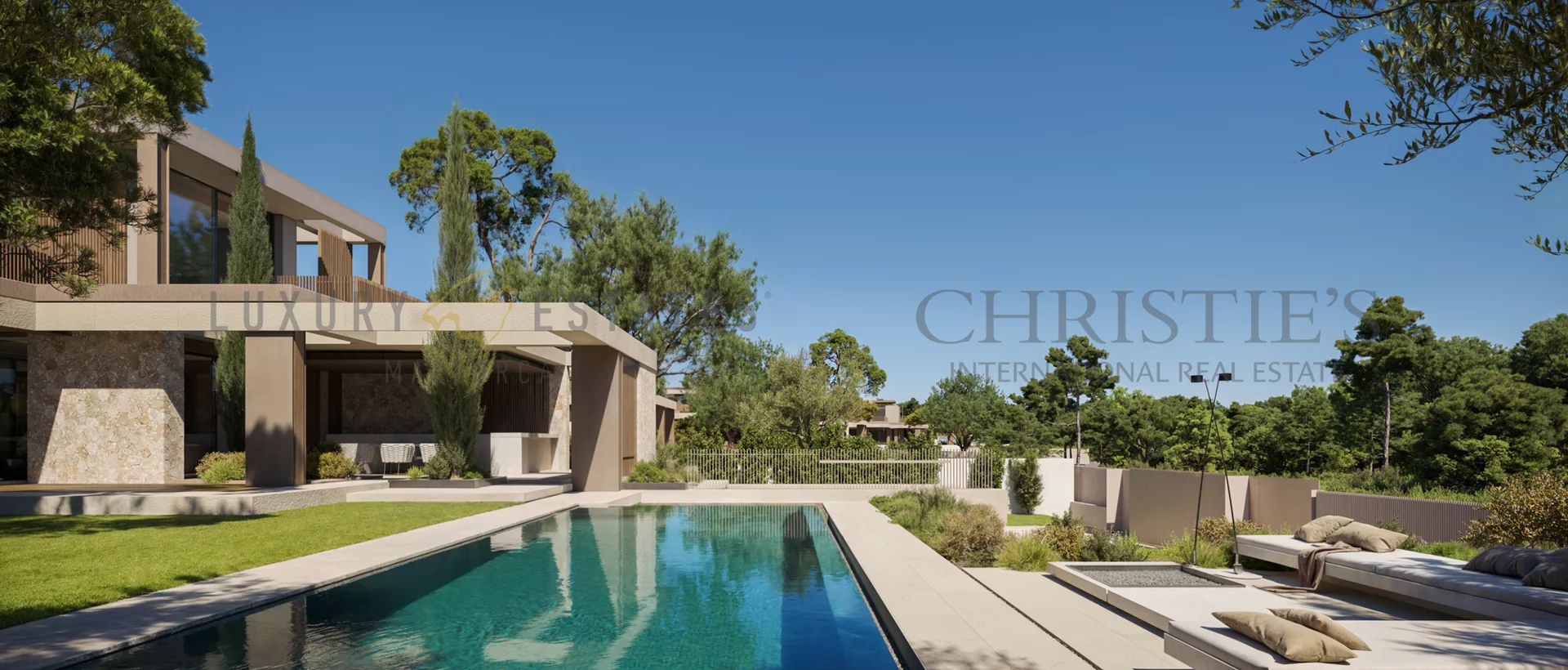 moderne neubauvilla in cala vinyas mit mediterranem garten und grossem pool