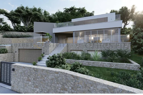 parcela en sa coma cerca de bunyola con proyecto para chalet moderno 1